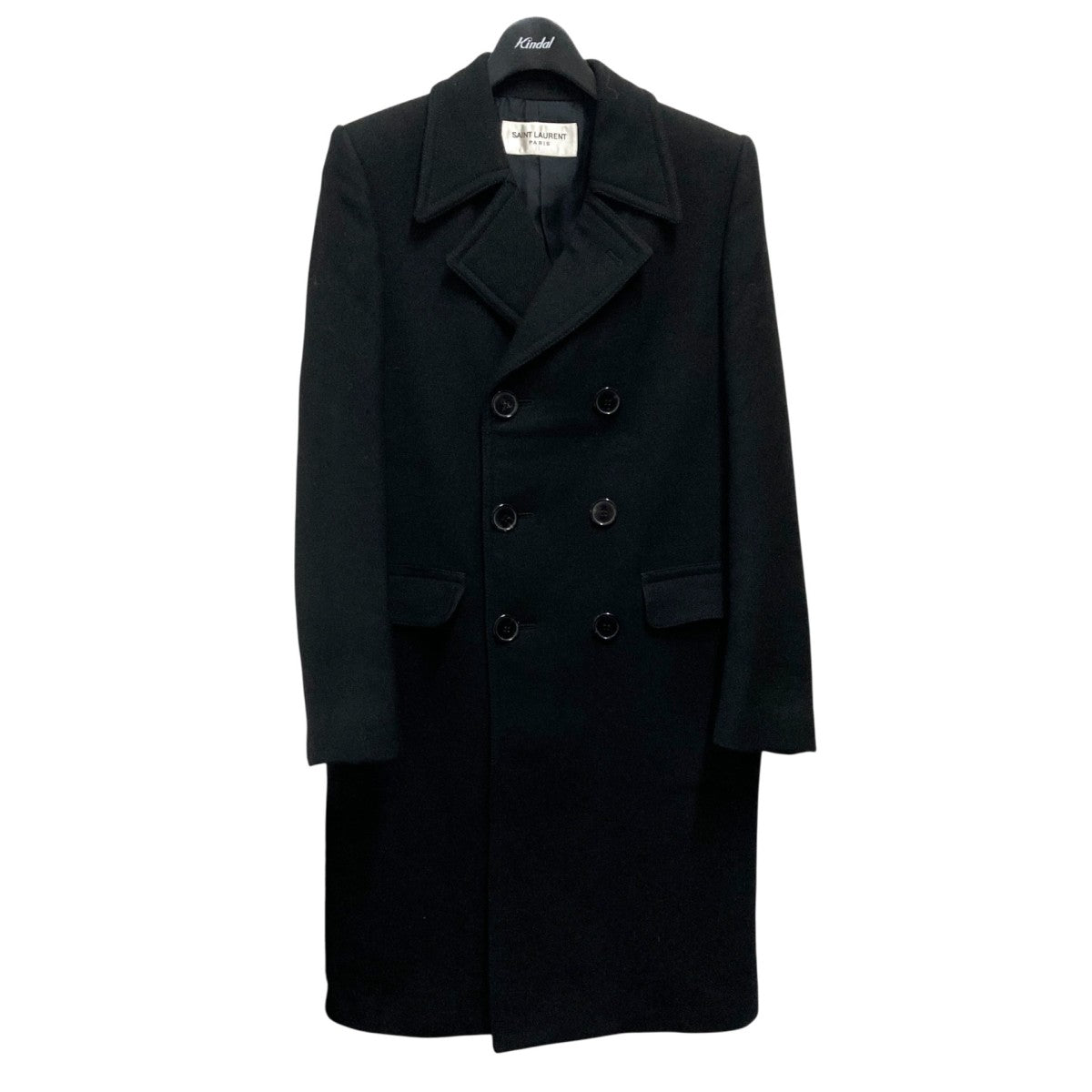 SAINT LAURENT ブラック ダブルブレストロングコート 8018001562634_1.jpg?v=