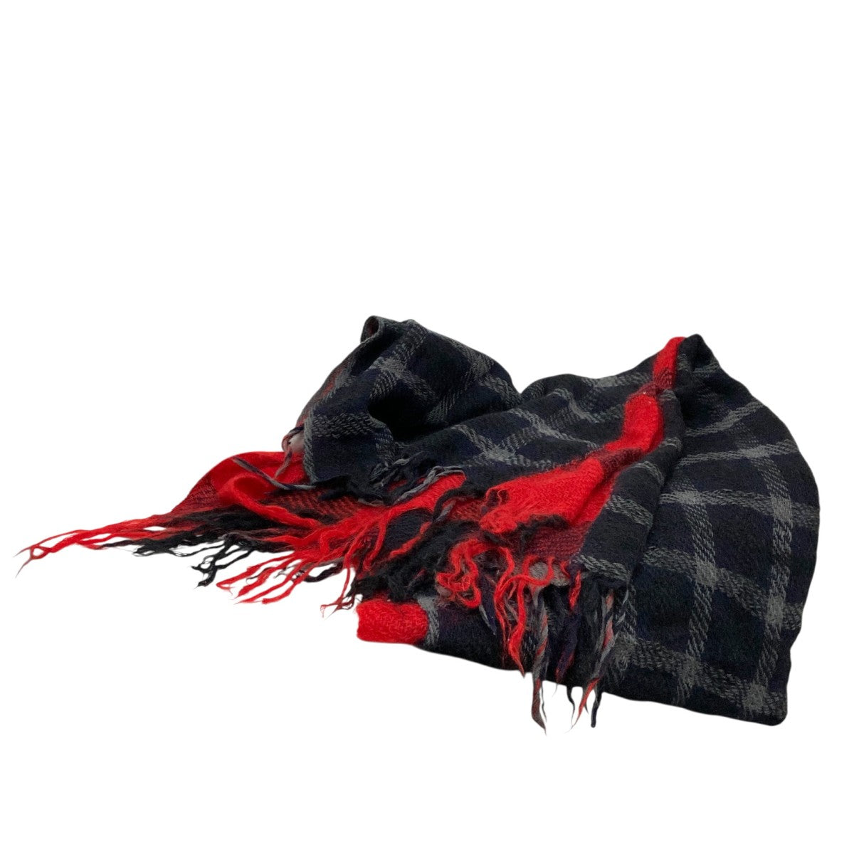 Y's(ワイズ) チェックフリンジマフラーYP L08 187 YP L08 187 レッド