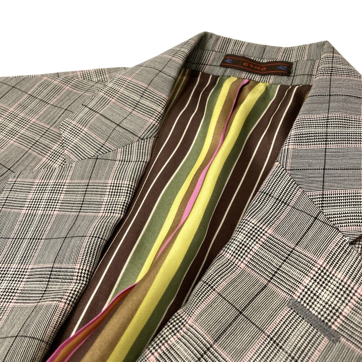 エトロ　スーツ　セットアップ　ピンク系 チェック柄 ジャケット ETRO(エトロ) チェックセットアップスーツ11929 11929 グレー×ピンク