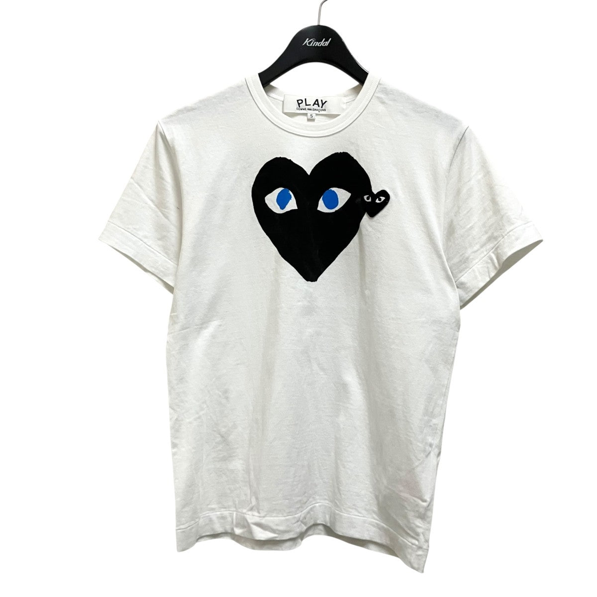 PLAY COMME des GARCONS BLUE EYES-BLACK MINI HEART半袖TシャツAX T088 古着・中古-1枚目のアイテム画像