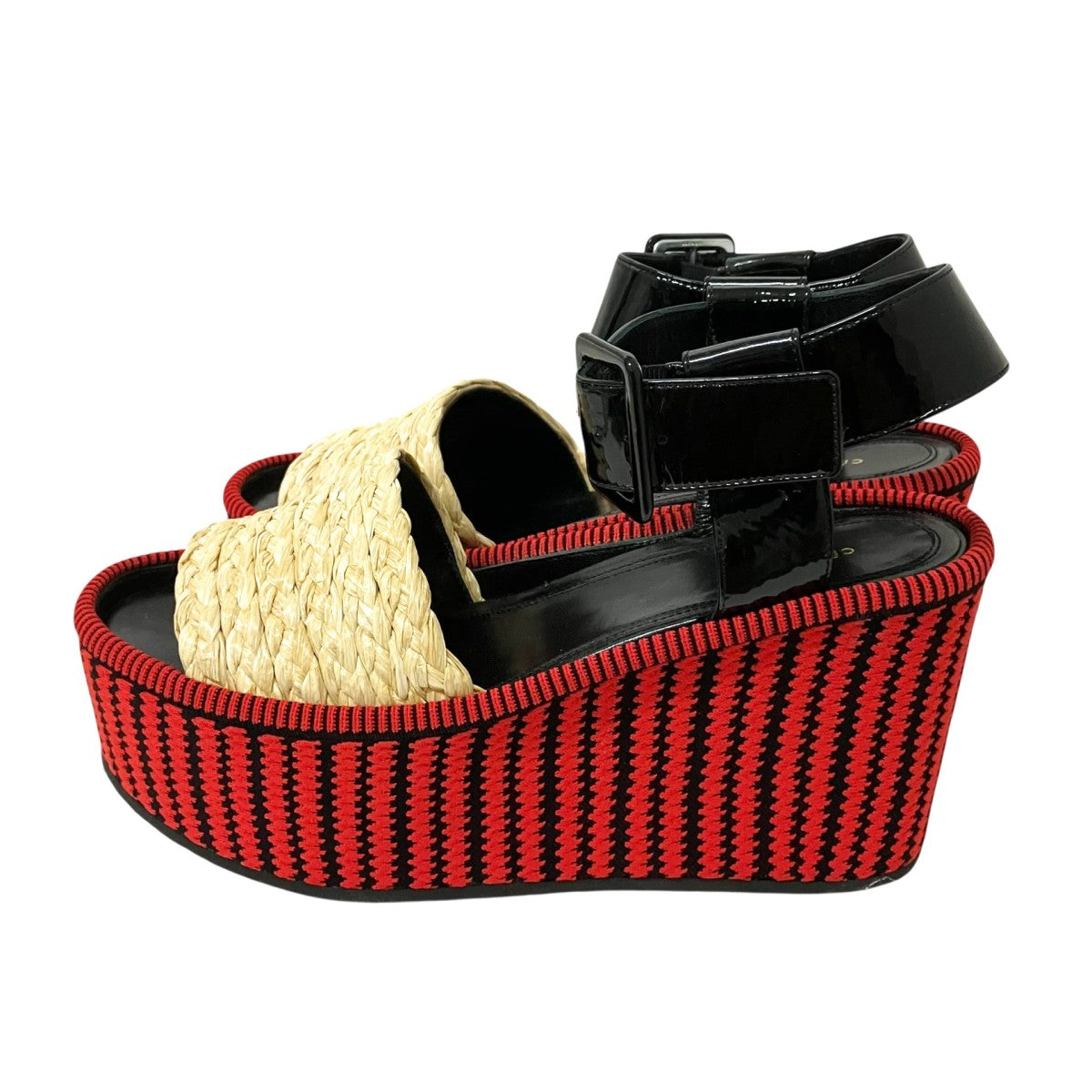 ☆未使用☆CELINE☆23.5㌢☆ミュール☆ウェッジソール☆サンダル☆レッド☆ CELINE(セリーヌ) Strap Wedge Sandalウェッジソールサンダル