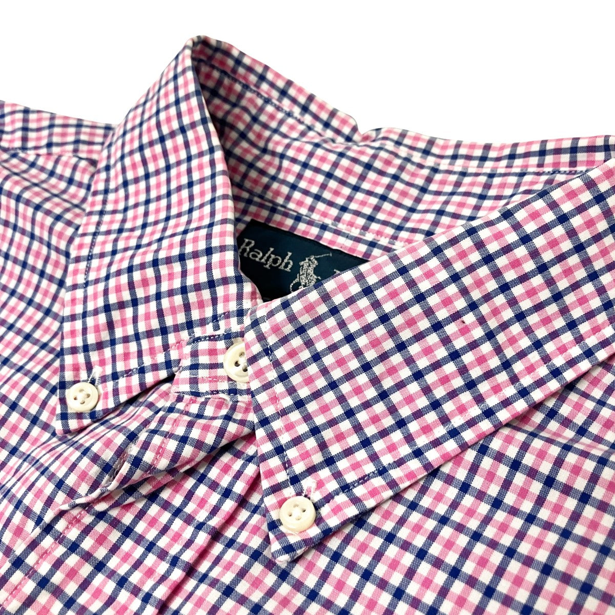 り*ん様 RRL Ralph 半袖シャツ RALPH LAUREN(ラルフローレン) チェック半袖シャツ ホワイト×ブルー
