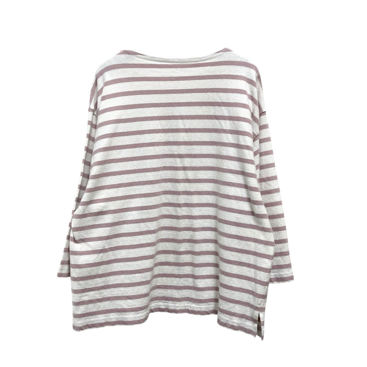 nest Robe UpcycleLino BASIC カベ寄りボーダービッグTシャツネップ加工長袖カットソー600235 7043 古着・中古-2枚目のアイテム画像