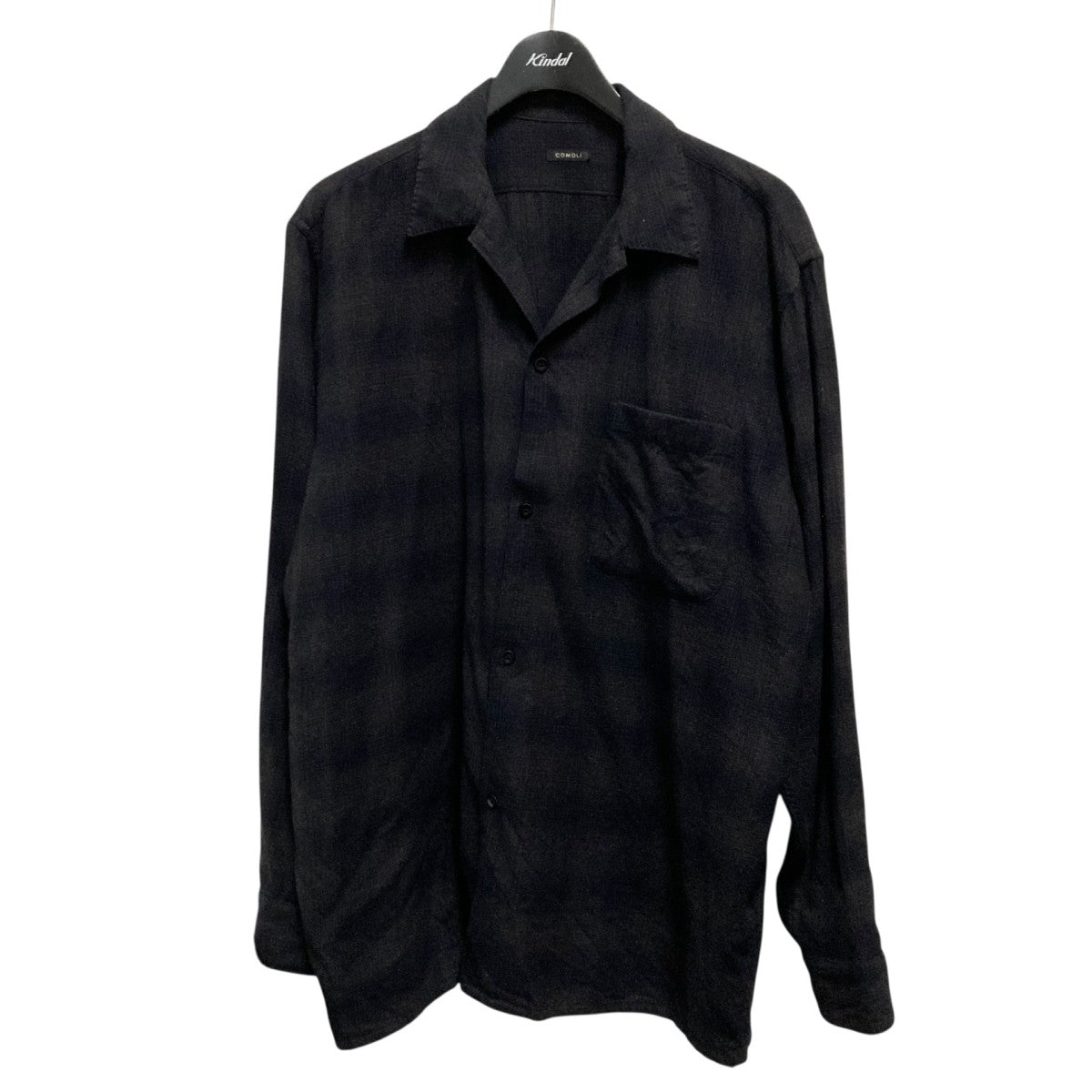 COMOLI(コモリ) ウールチェックオープンカラーシャツW03 02018 W03