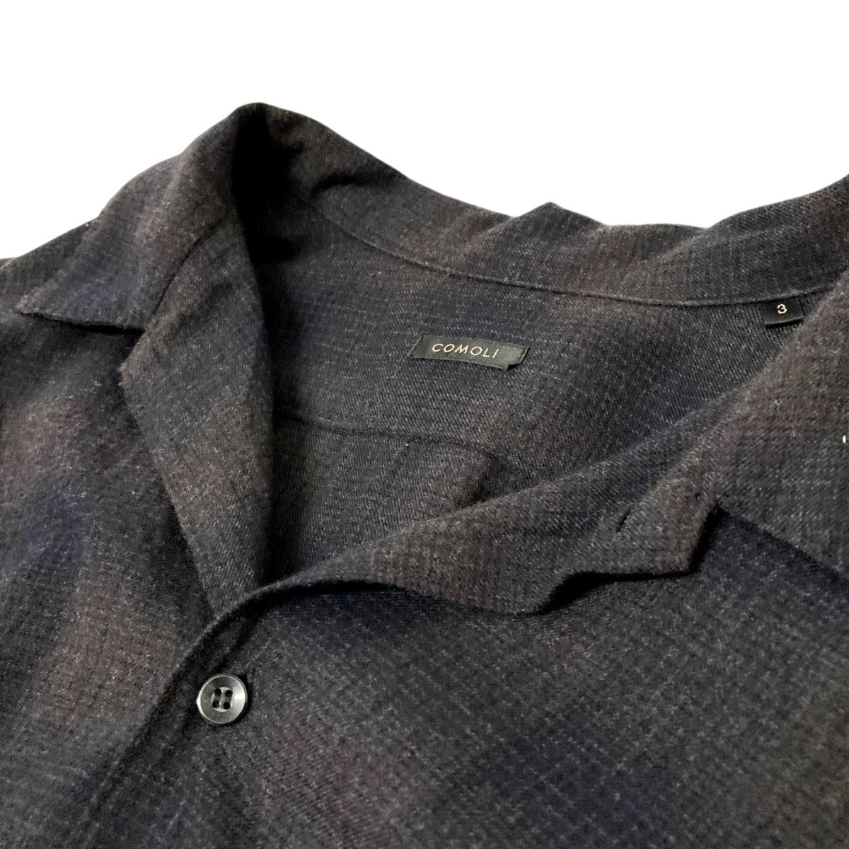 COMOLI(コモリ) ウールチェックオープンカラーシャツW03 02018 W03