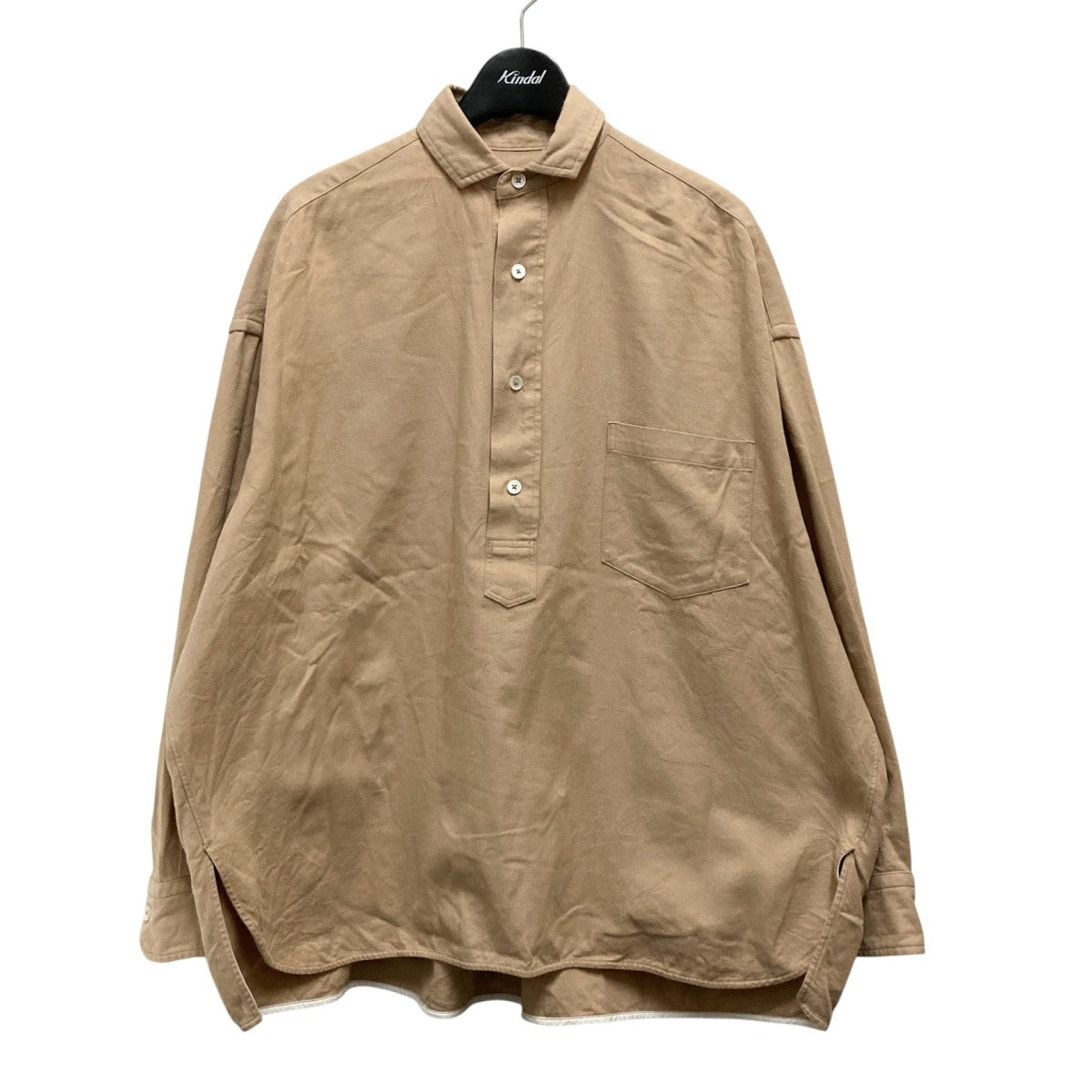 美品▲TICCA ティッカ / バンドカラーウール 長袖シャツ▲キャメル 美品△TICCA ティッカ / バンドカラーウール 長袖シャツ△キャメル