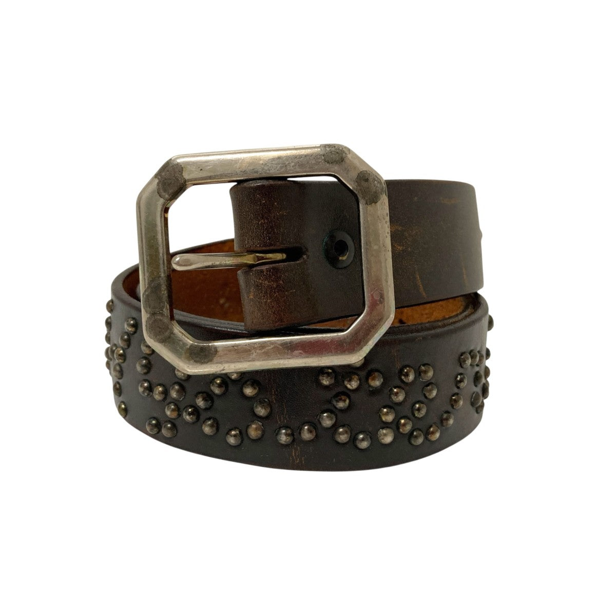 OLD STUD×Hysteric Glamour スタッズレザーベルト ブラウン サイズ M