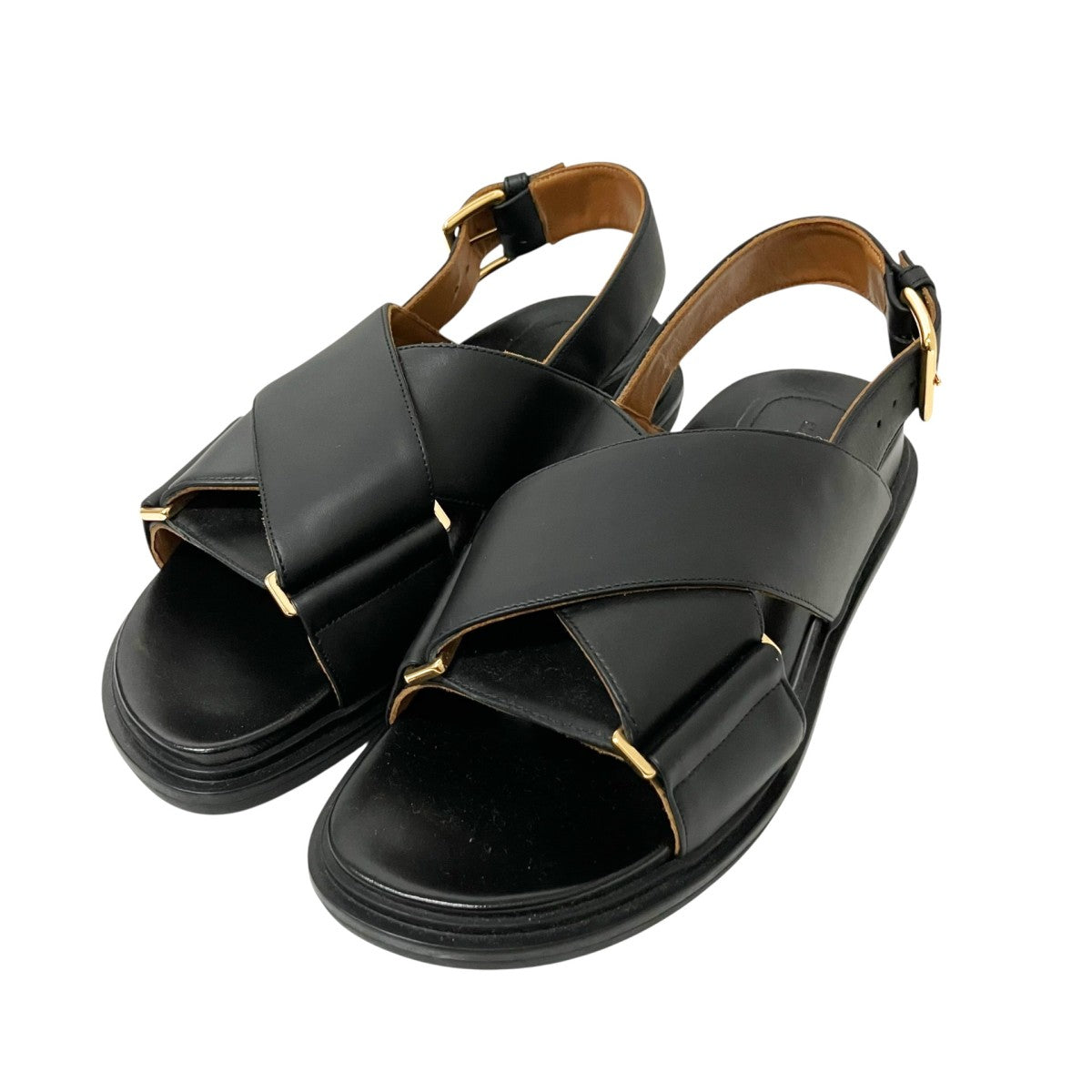 MARNI 24SSレザー クリスクロスサンダルFBMS015701 古着・中古-1枚目のアイテム画像
