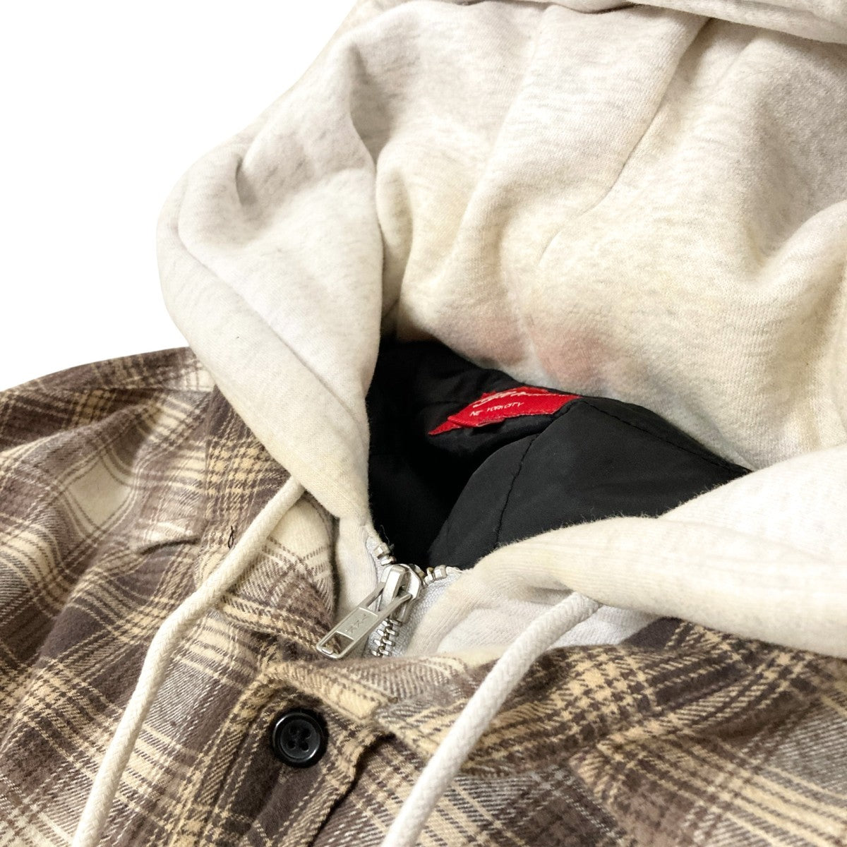 Supreme Hooded Flannel Zip Up Shirtレイヤードシャツ 古着・中古-3枚目のアイテム画像