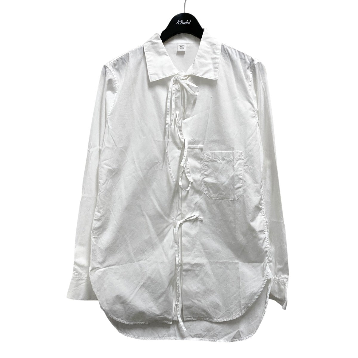 BROAD FRONT RIBOON BLOUSEリボン装飾長袖シャツYX B03 001