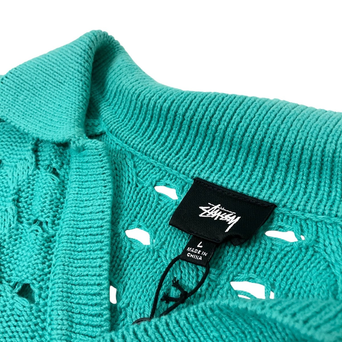 stussy OPEN KNIT COLLARED SWEATERメッシュニット117235 古着・中古-3枚目のアイテム画像