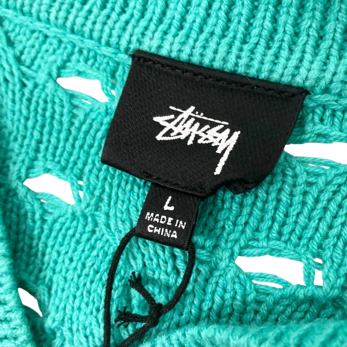 stussy OPEN KNIT COLLARED SWEATERメッシュニット117235 古着・中古-4枚目のアイテム画像