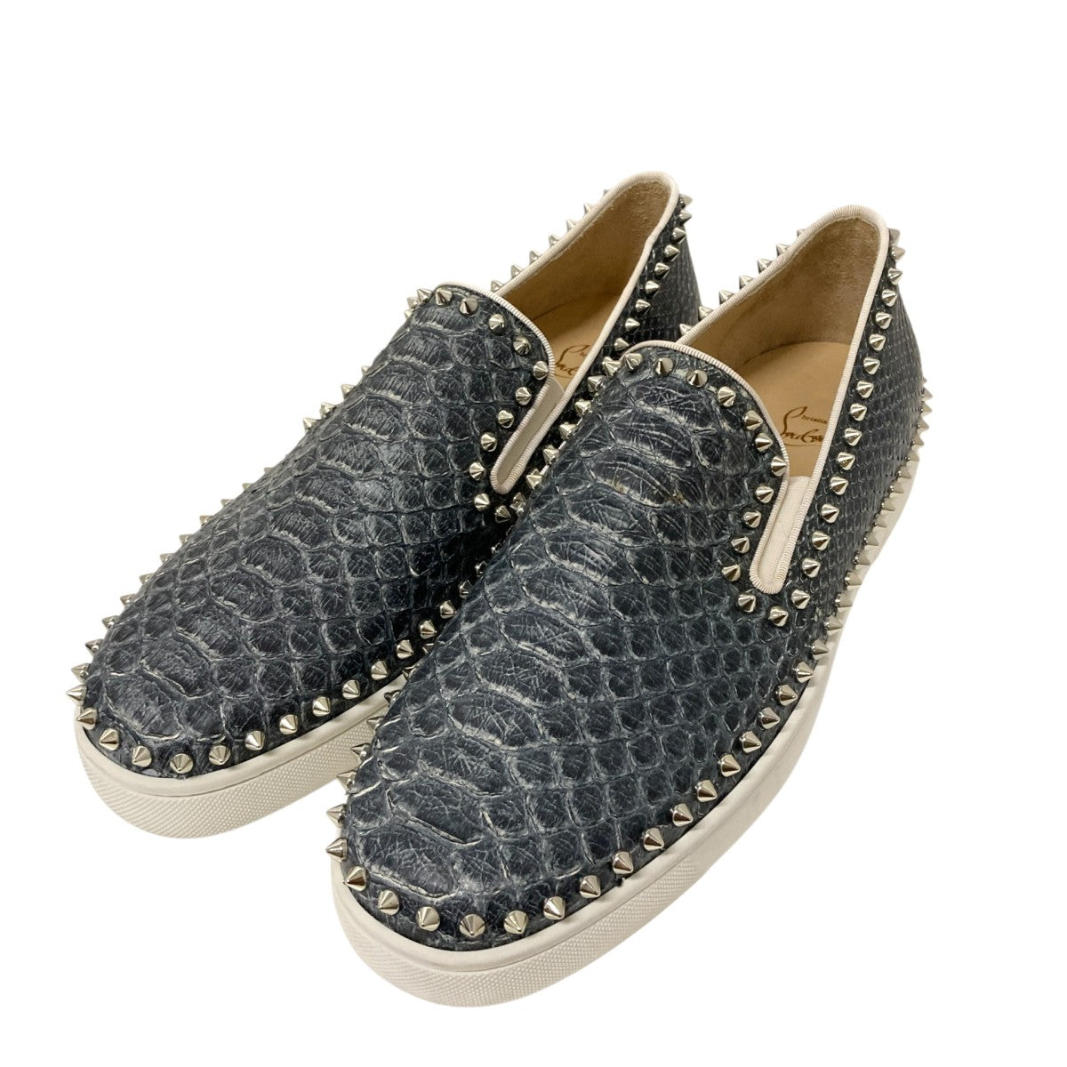 Christian Louboutin パイソンスタッズスリッポン 古着・中古-1枚目のアイテム画像
