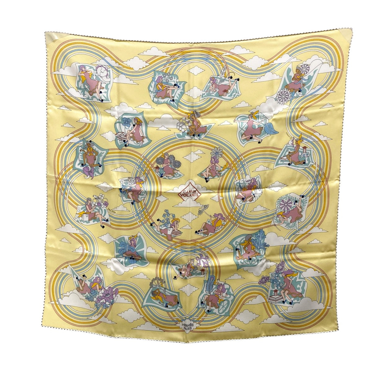 HERMES カレ70空飛ぶカレシルク総柄スカーフ 古着・中古-1枚目のアイテム画像