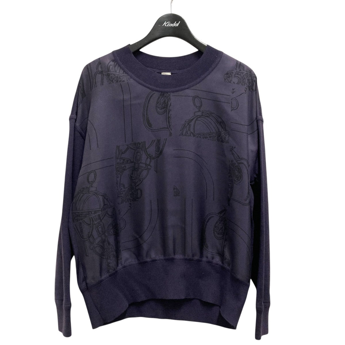 HERMES En Desordre Finesseシルクカットソー4H2826DL 古着・中古-1枚目のアイテム画像