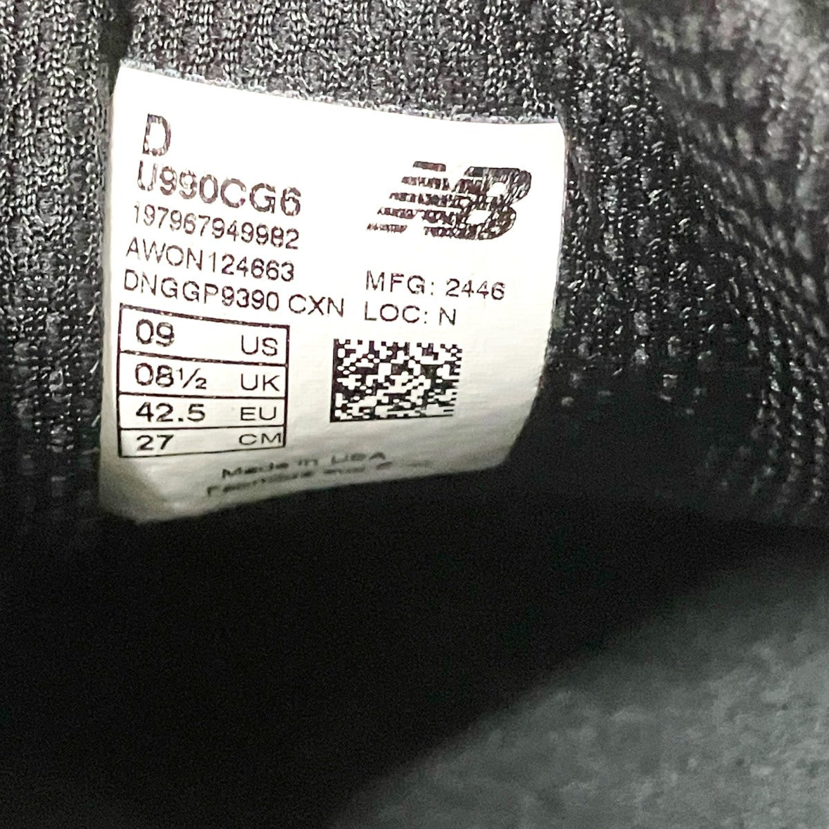 NEW BALANCE×COMME des GARCONS HOMME ローカットスニーカーU990CG6 古着・中古-6枚目のアイテム画像