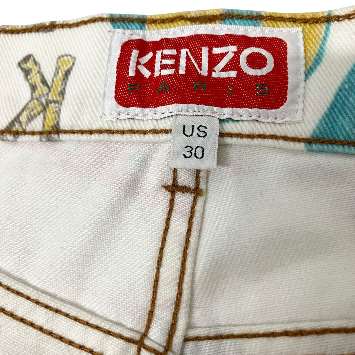 KENZO DRAWN VARSITY ASAGAO STRAIGHT総柄ペイントストレートパンツFE55DP3319I3 古着・中古-5枚目のアイテム画像
