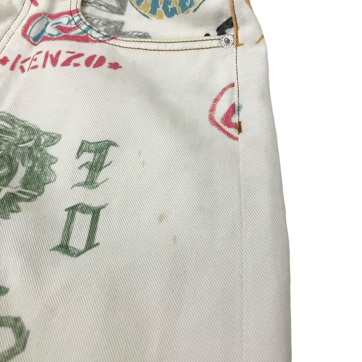 KENZO DRAWN VARSITY ASAGAO STRAIGHT総柄ペイントストレートパンツFE55DP3319I3 古着・中古-8枚目のアイテム画像