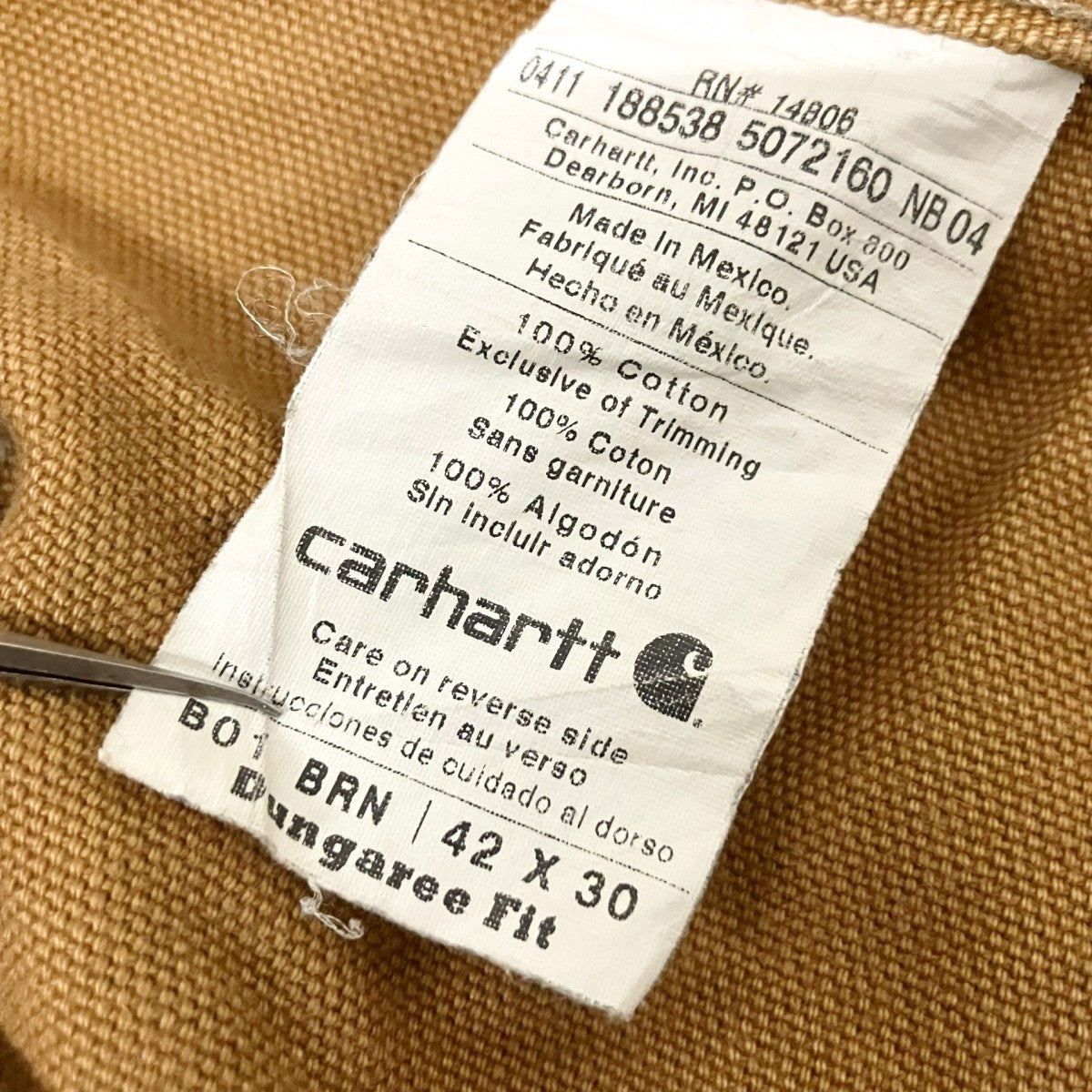 CarHartt ペインターパンツB01 古着・中古-5枚目のアイテム画像