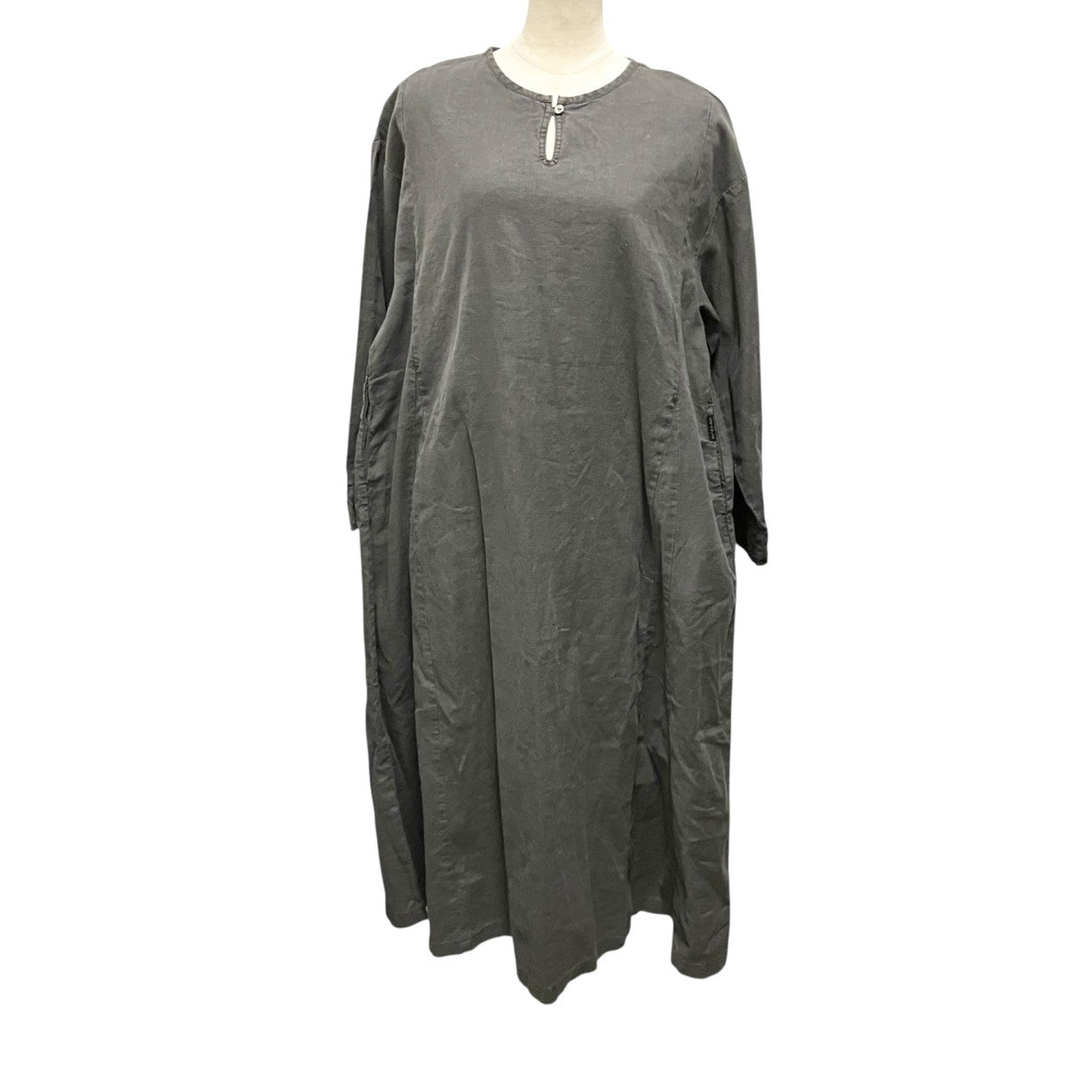 nest Robe UpcycleLino 天然染め スキッパーワンピースリネン混ワンピース01224 1282 古着・中古-1枚目のアイテム画像