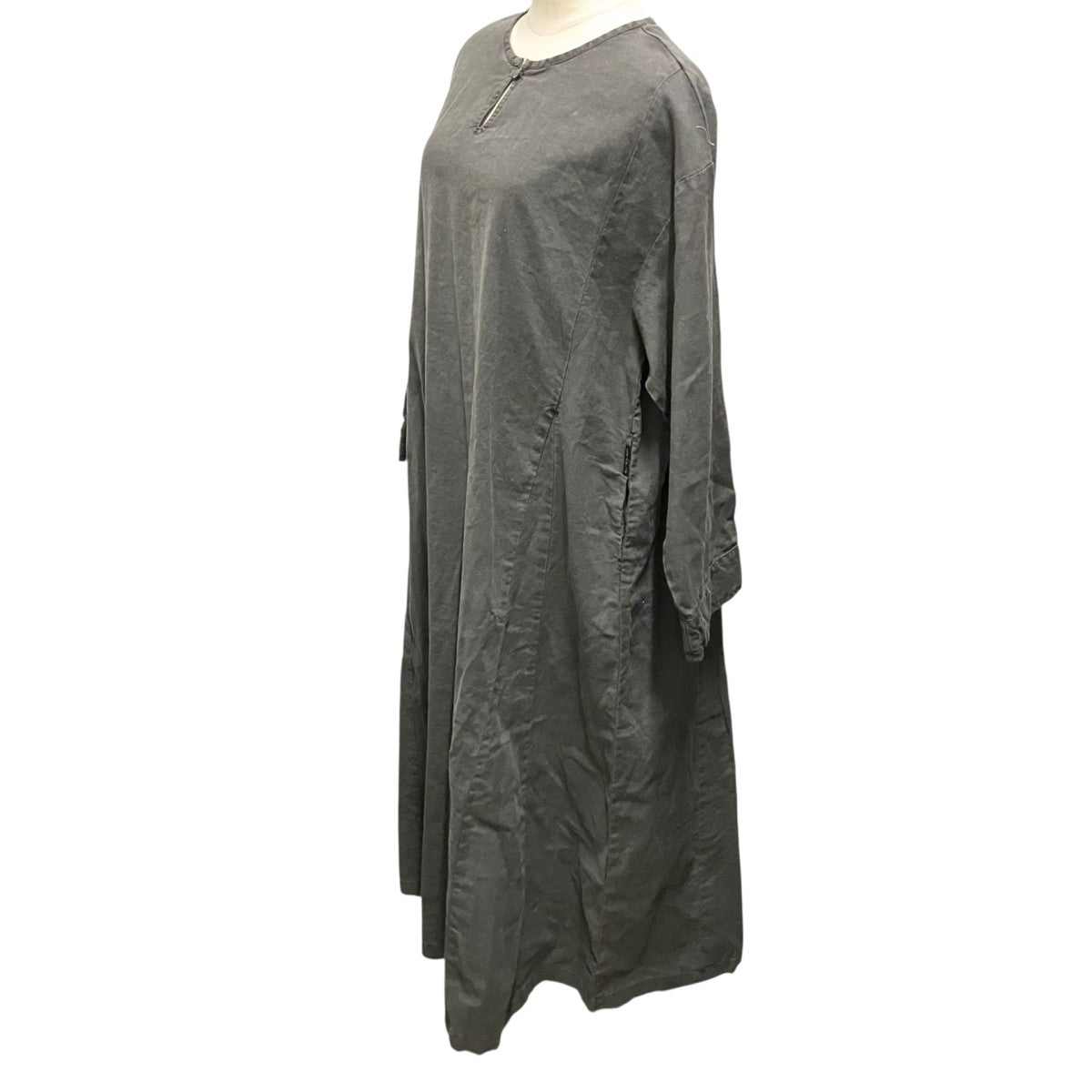 nest Robe UpcycleLino 天然染め スキッパーワンピースリネン混ワンピース01224 1282 古着・中古-3枚目のアイテム画像