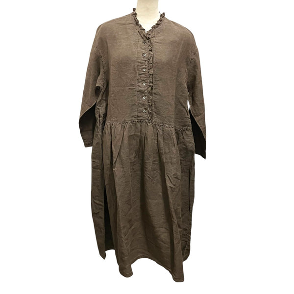 nest Robe(ネストローブ) リネン天然染めフリル使いワンピースリネン