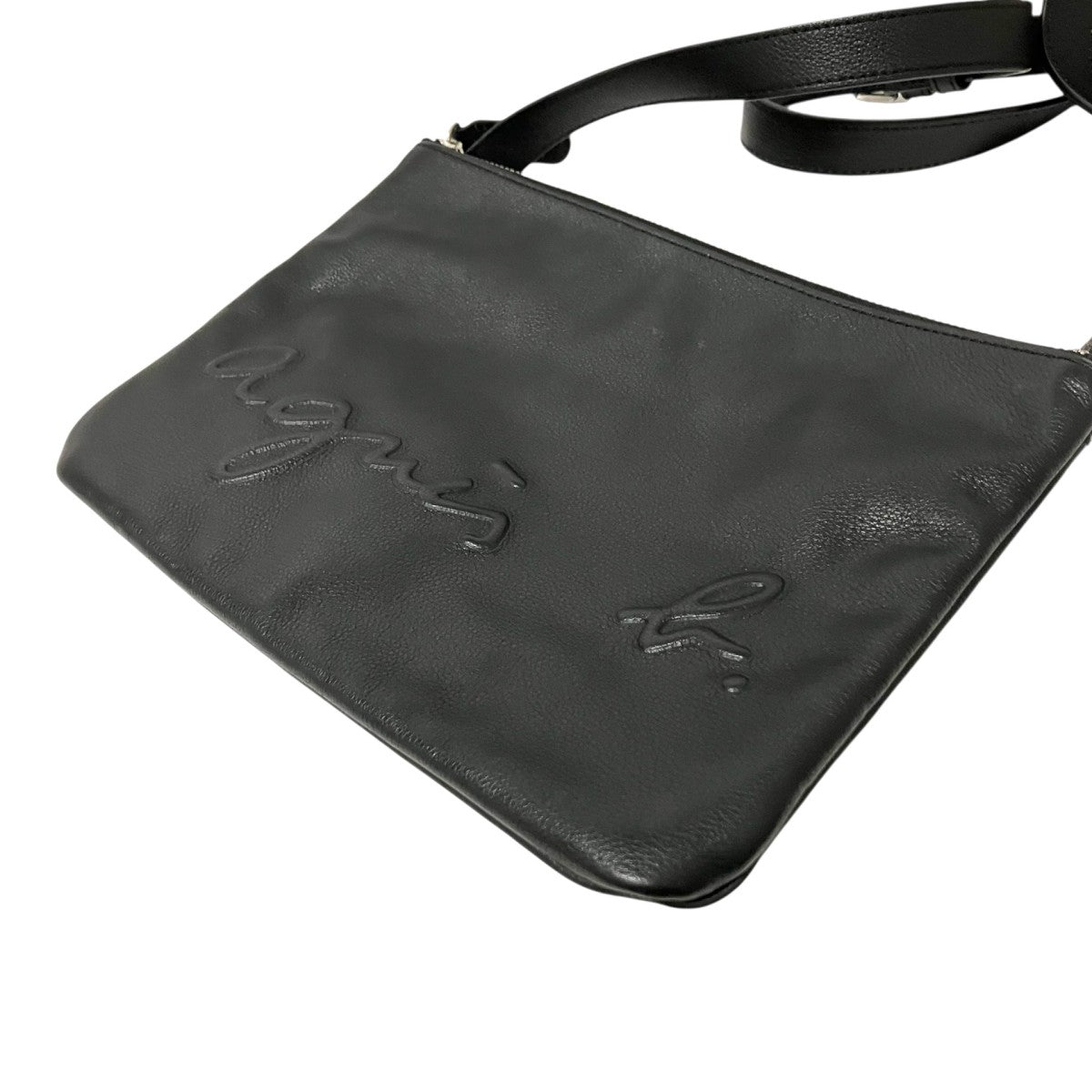 agnes b(アニエスベー) エンボス加工 レザーショルダーバッグJS06M 03