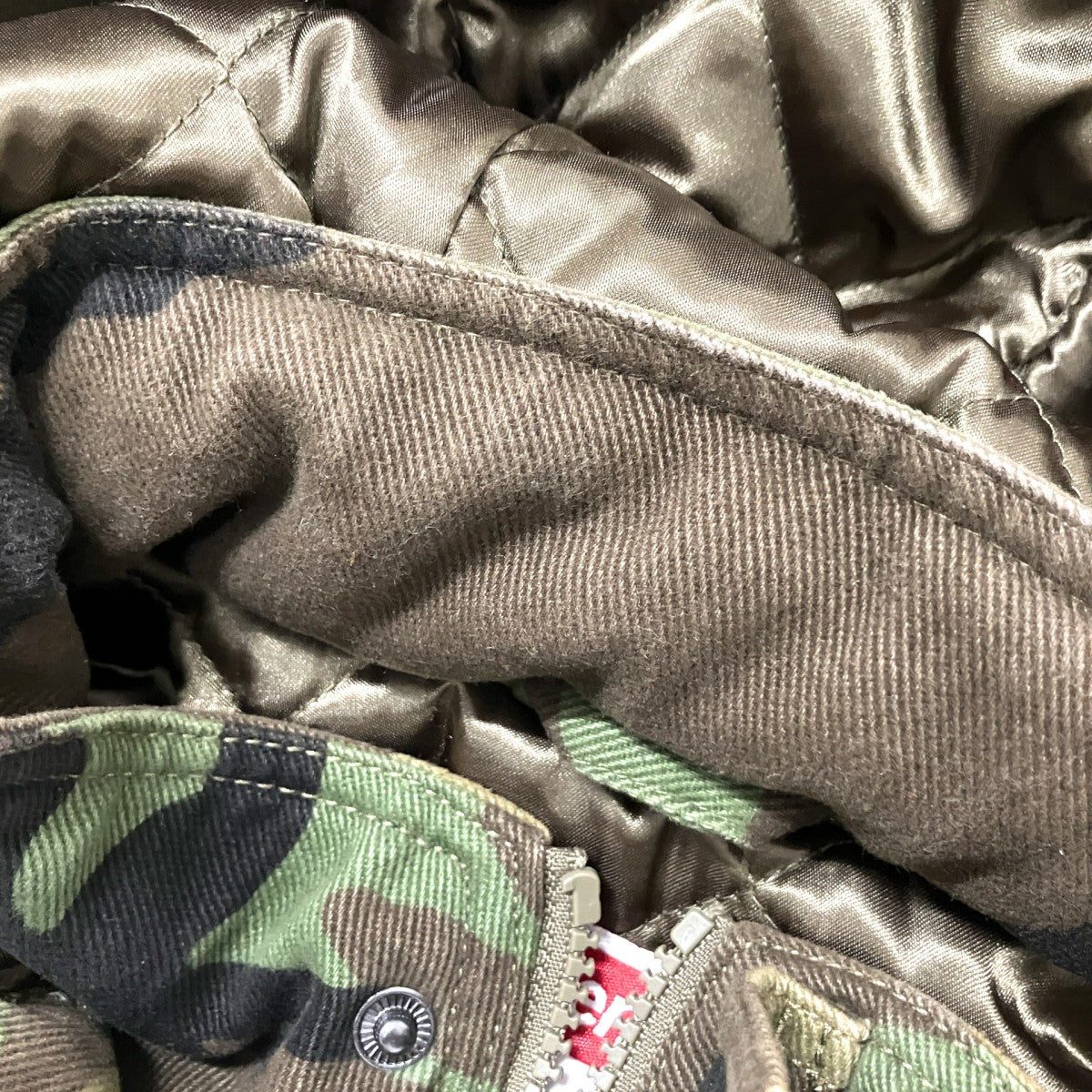 Supreme×MITCHELL ＆ NESS Twill Stadium Jacketカモフラージュ柄中綿ジャケット 古着・中古-6枚目のアイテム画像