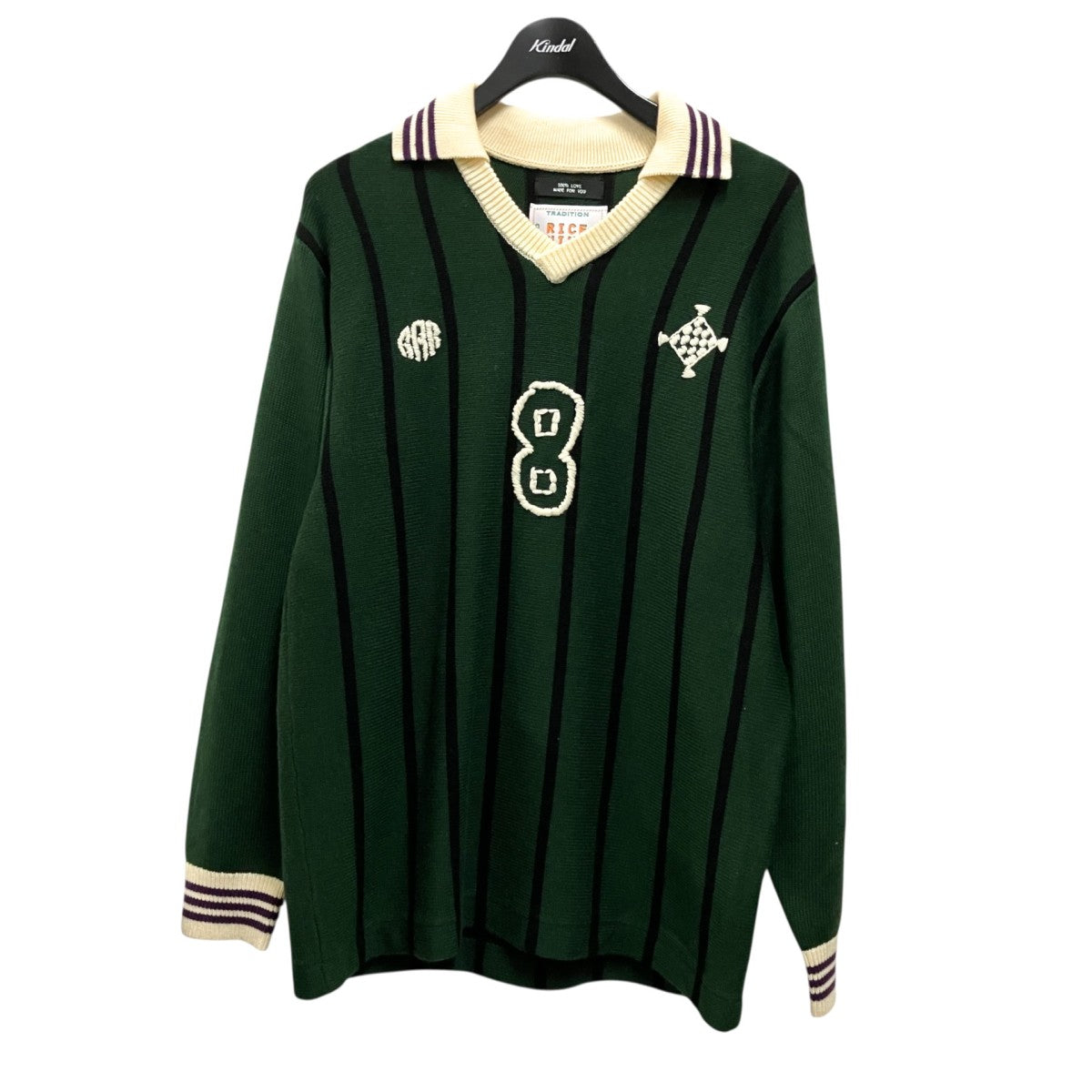 RICE NINE TEN KNITTING LONG SLEEVE SOCCER JERSEYVネックニット 古着・中古-1枚目のアイテム画像