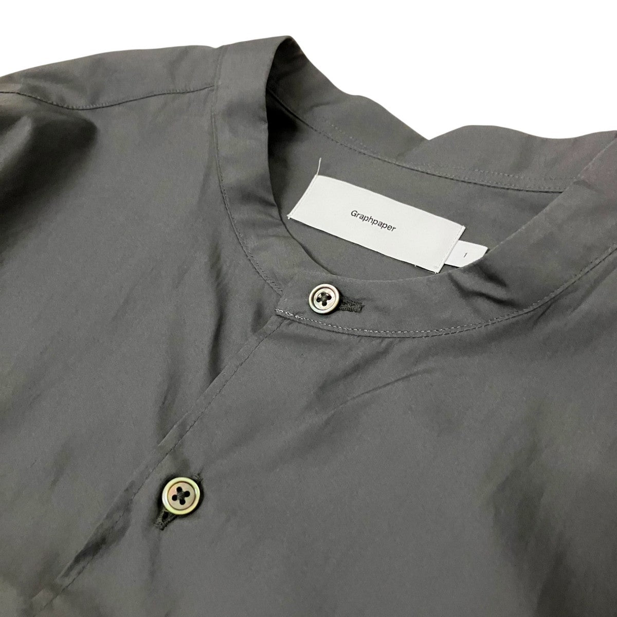 Graphpaper Broad L／S Oversized Band Collar ShirtバンドカラーシャツGM253 50002B 古着・中古-3枚目のアイテム画像