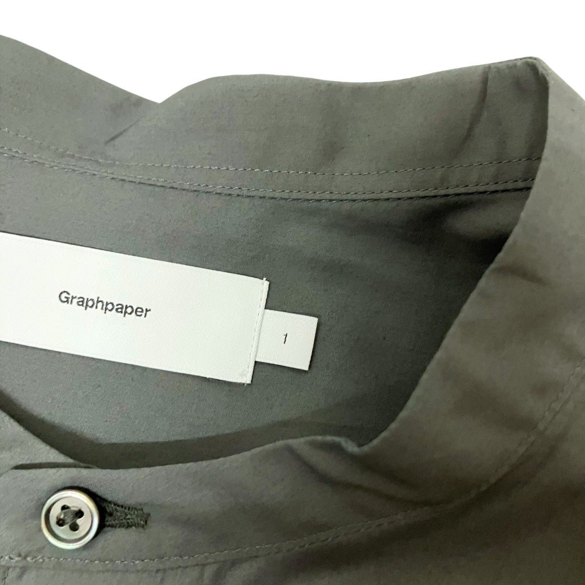 Graphpaper Broad L／S Oversized Band Collar ShirtバンドカラーシャツGM253 50002B 古着・中古-4枚目のアイテム画像