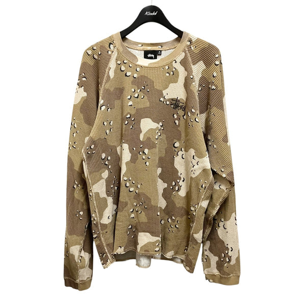 1033【入手困難】ステューシー♤総柄　長袖シャツ　即完売モデル　美品 stussy(ステューシー) カモフラ柄カットソー1140356 1140356 ベージュ
