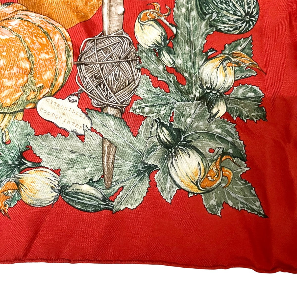 HERMES カレ45CITROUILLES ＆ COLOR IN TESシルク総柄スカーフ 古着・中古-4枚目のアイテム画像
