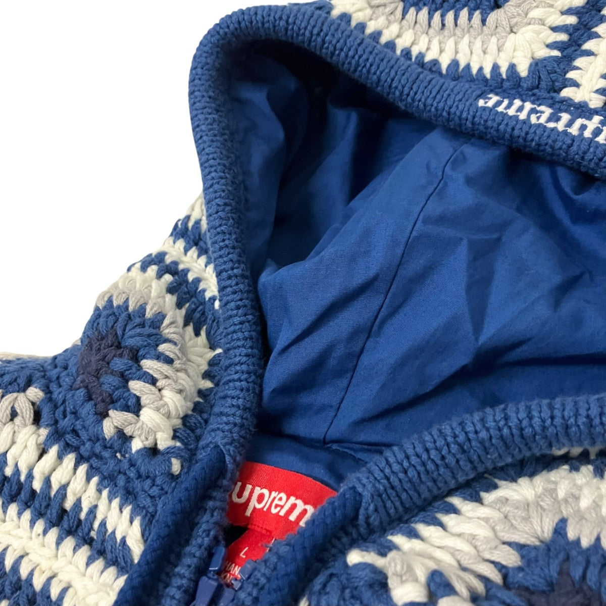 CROCHET HOODED ZIP UP SWEATERジップパーカー