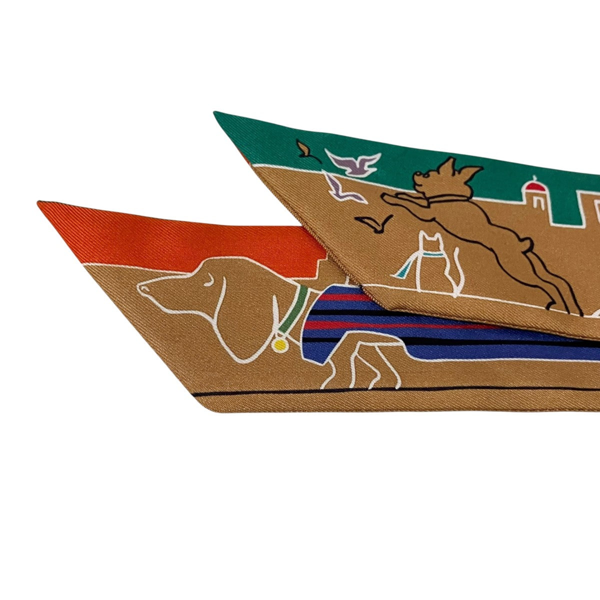 HERMES ツイリーLES CHIENS PARISIENSシルク総柄スカーフ 古着・中古-3枚目のアイテム画像