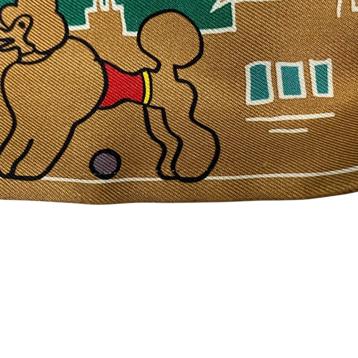 HERMES ツイリーLES CHIENS PARISIENSシルク総柄スカーフ 古着・中古-5枚目のアイテム画像