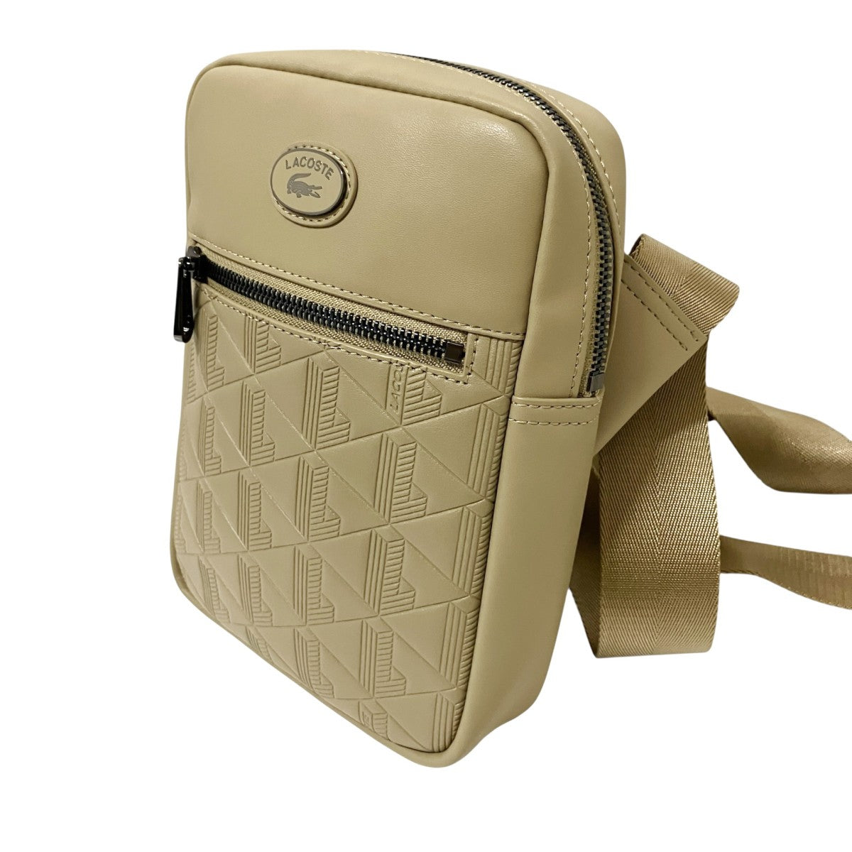 完売品】LACOSTE ラコステ モノグラムショルダーバッグ ベージュ 牛革