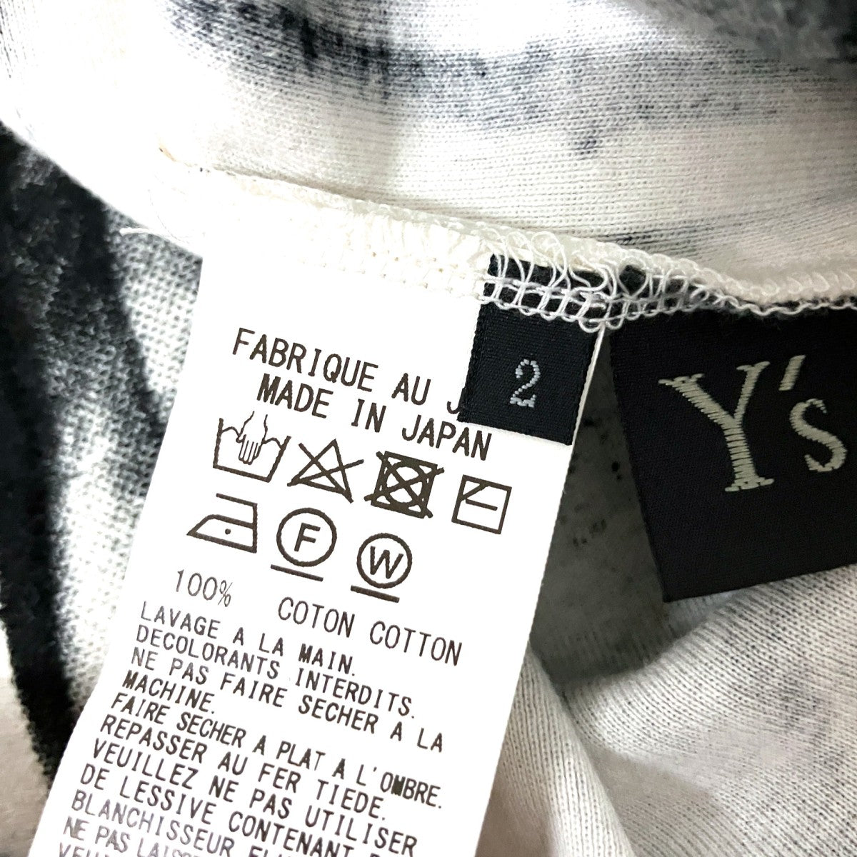 CIRCULAR RIB GARMENT CRUSH PRINT HIGH NECK HALF SLEEVE総柄TシャツYI T23 677