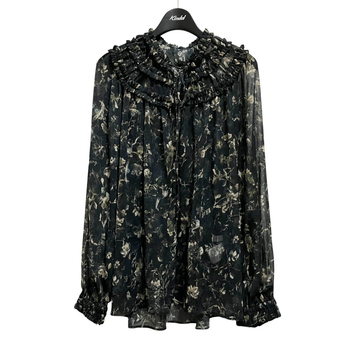 DEVEAUX CHIFFON FRILL BLOUSE花柄シアーブラウス22003013037HN