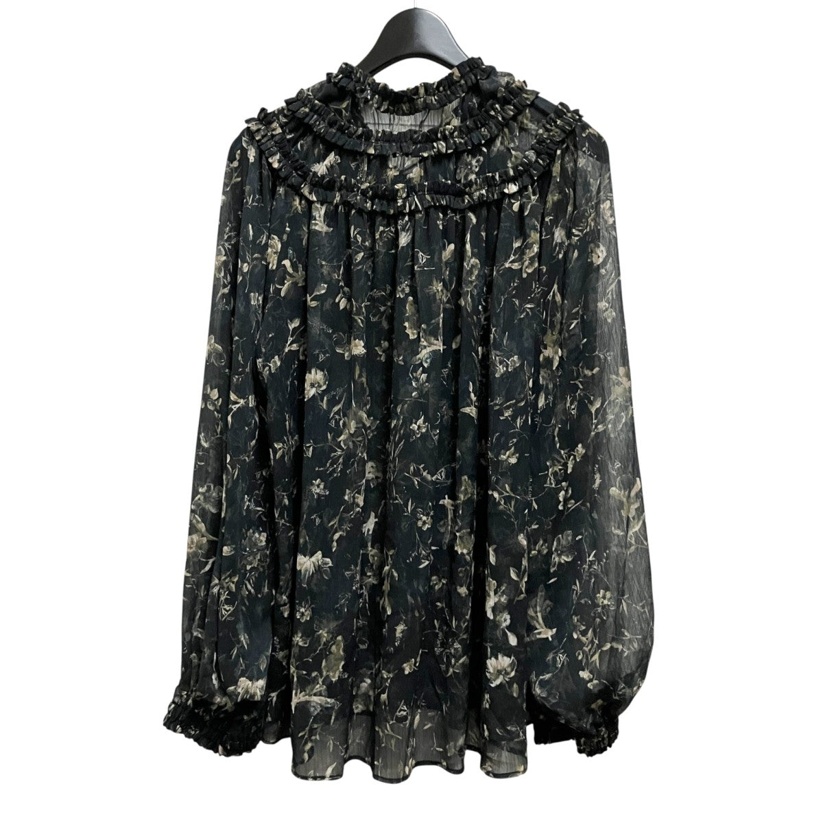 DEVEAUX CHIFFON FRILL BLOUSE花柄シアーブラウス22003013037HN