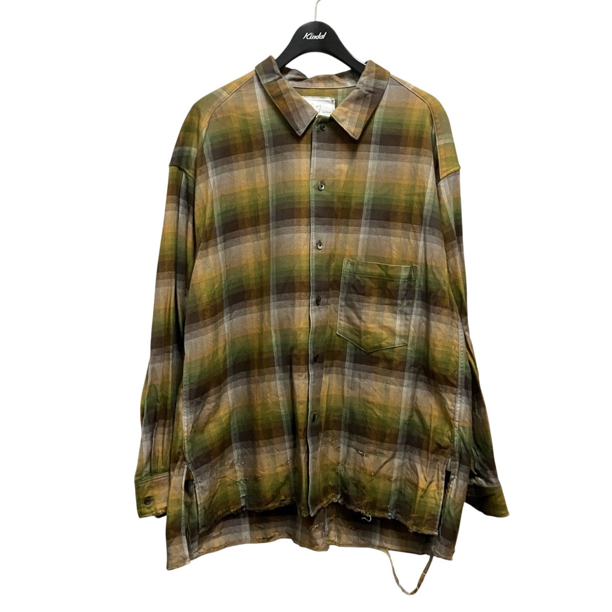 R／C CHECK CRASH LS SHIRTダメージ加工シャツANC SH39