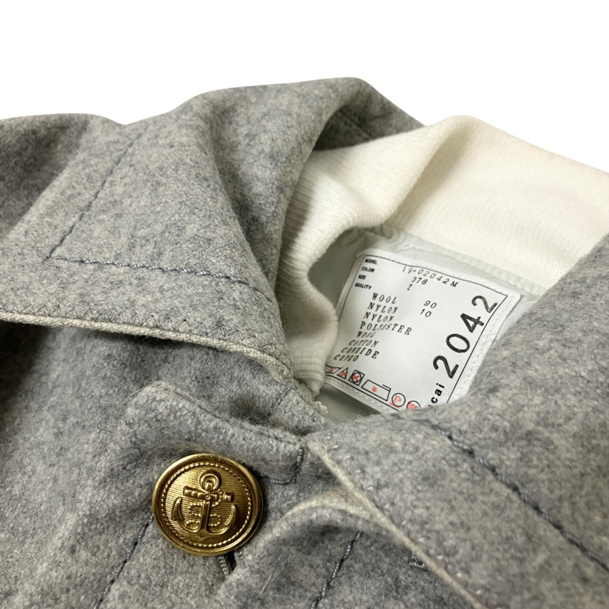 sacai Docking Melton Stain Collar Coatドッキングコート19 02042M 古着・中古-3枚目のアイテム画像