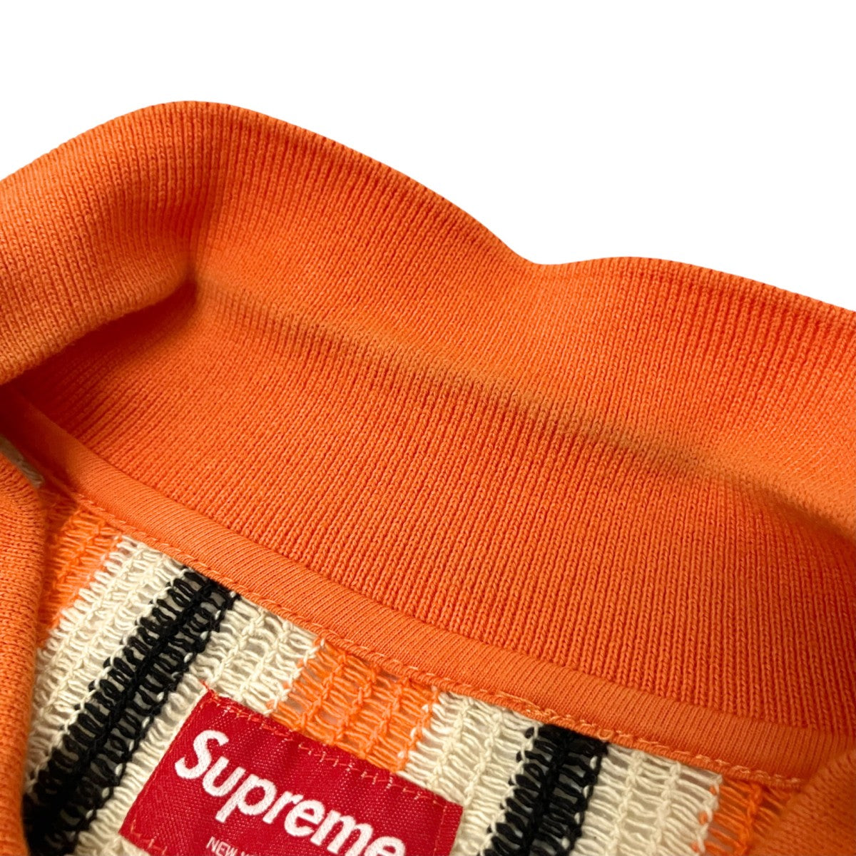 Open Knit Stripe Zip Poloポロシャツ