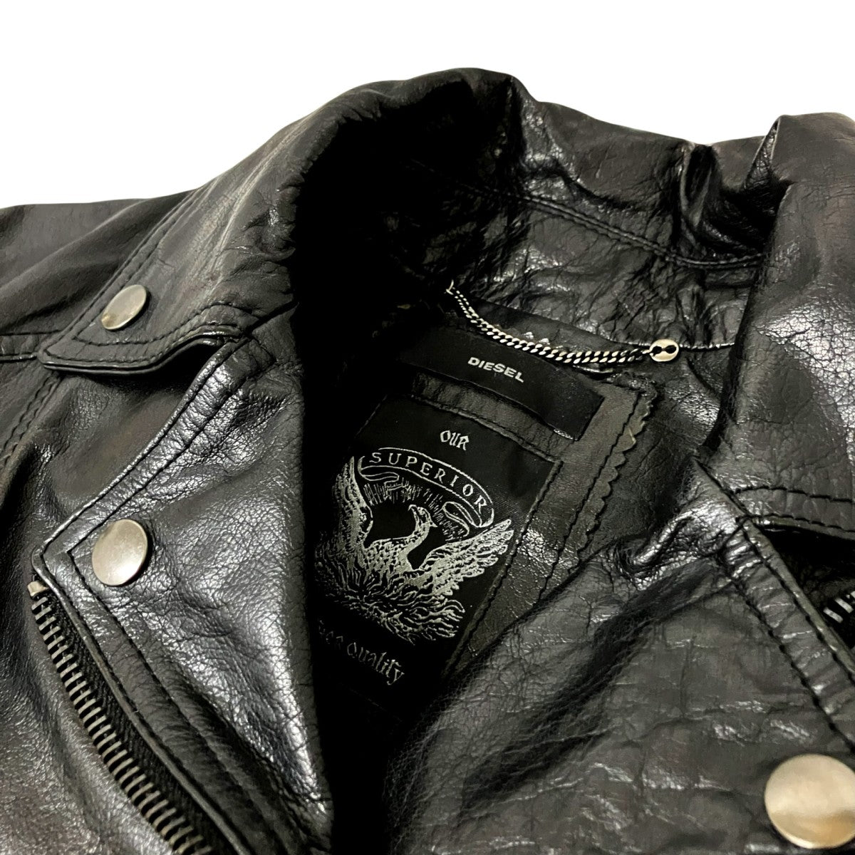 DIESEL ブラックレザージャケット XS DIESEL(ディーゼル) レザージャケット ブラック サイズ XS｜【公式