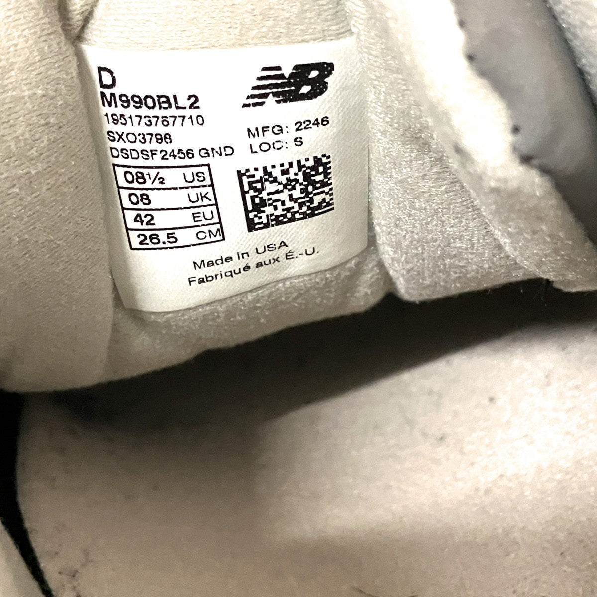 NEW BALANCE ローカットスニーカーM990BL2 古着・中古-6枚目のアイテム画像