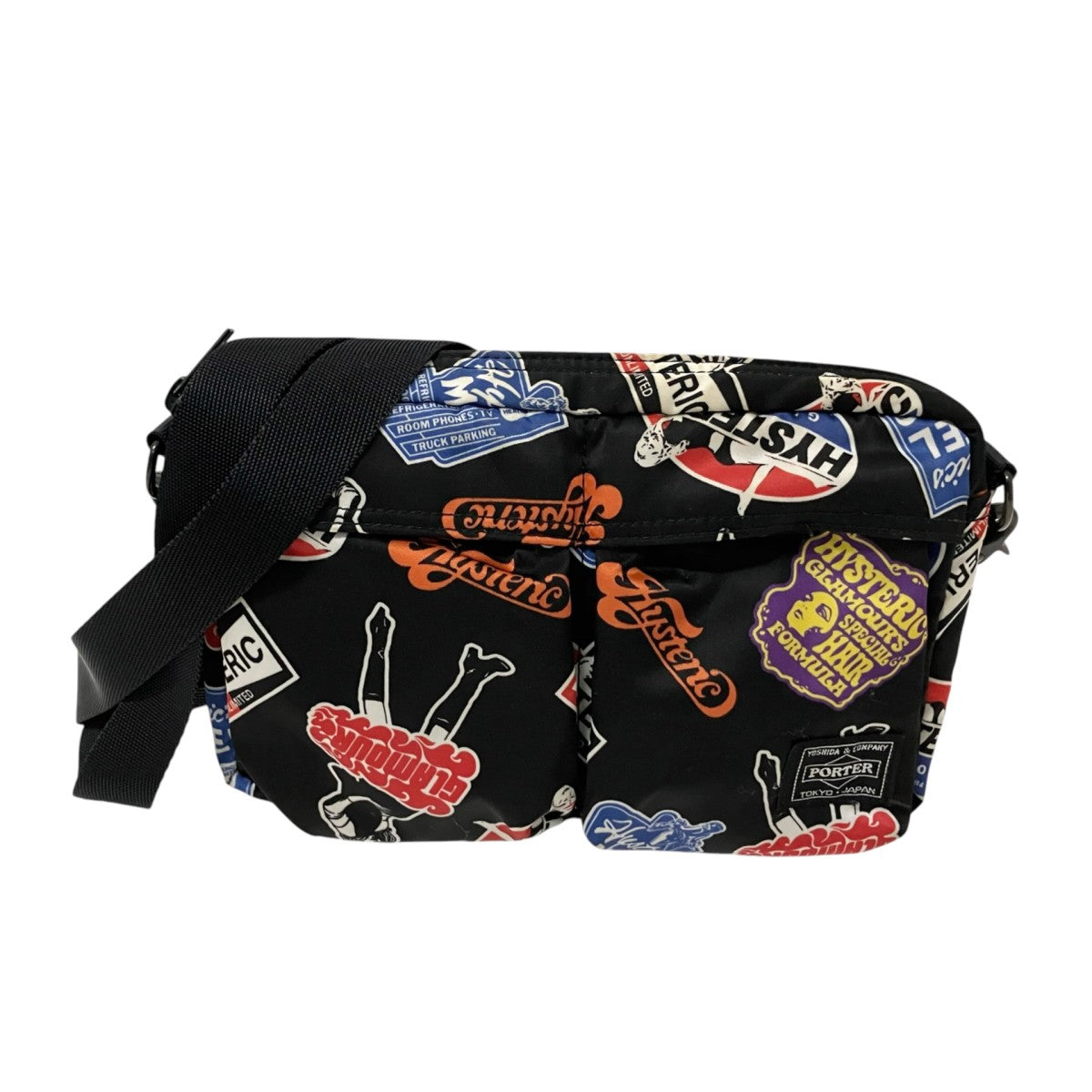 PORTER×Hysteric Glamour CLASSIC STICKERS柄ショルダーバッグ 古着・中古-1枚目のアイテム画像