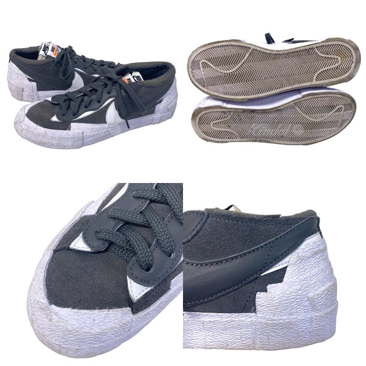 NIKE×sacai 「BLAZER LOW」ローカットスニーカー DD1877-002 グレー