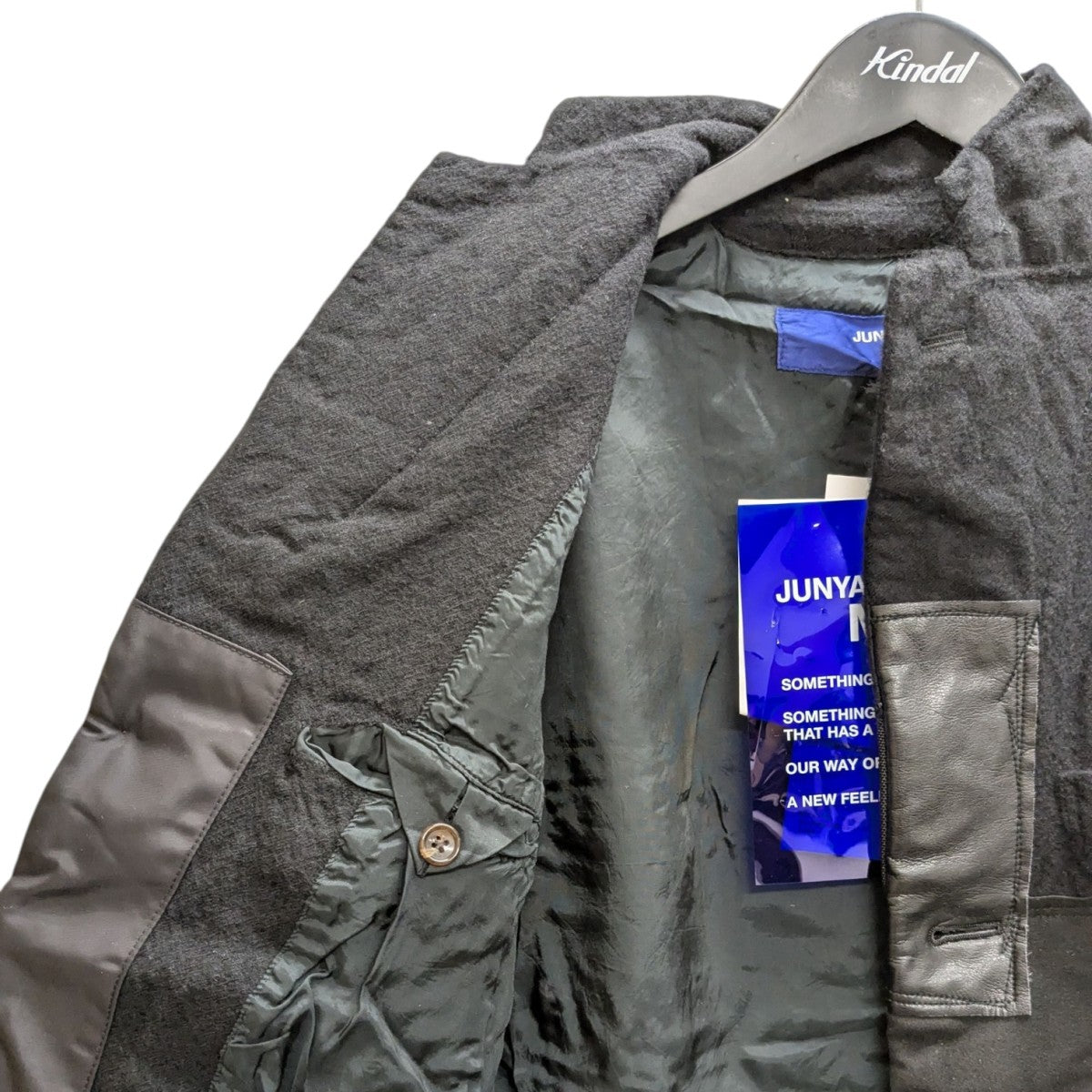 JUNYA WATANABE MAN ウールサージ製品縮絨×多素材パッチワークコート 古着・中古-3枚目のアイテム画像