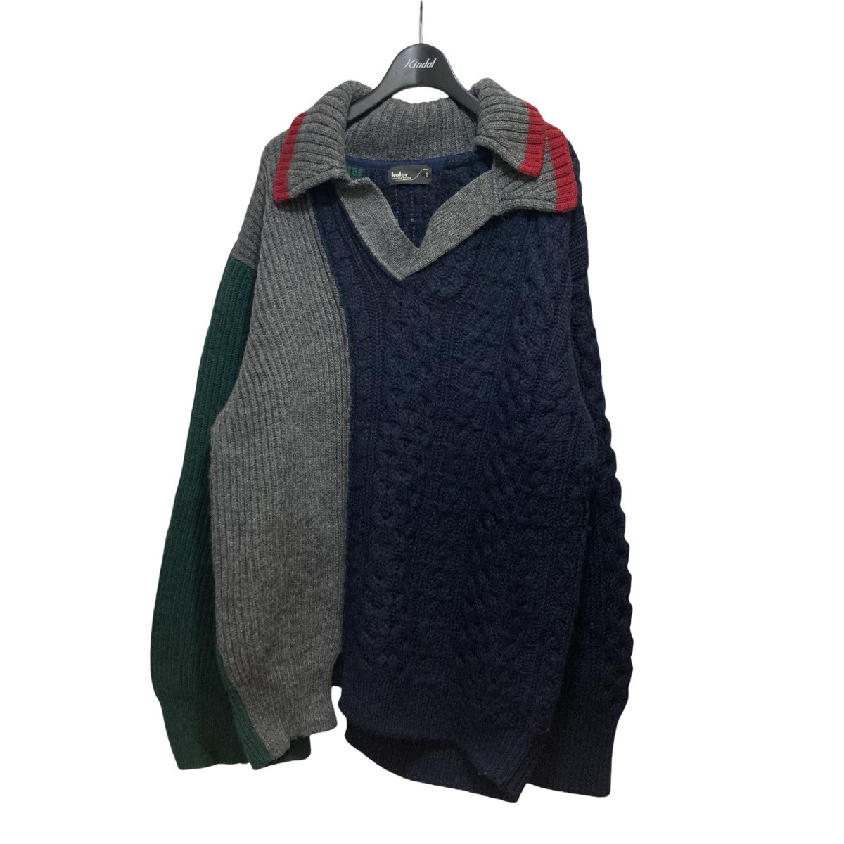 カラーの22AW ドッキングケーブルニット 22WCM-N09305です。 KOLOR トップス 古着・中古アイテム