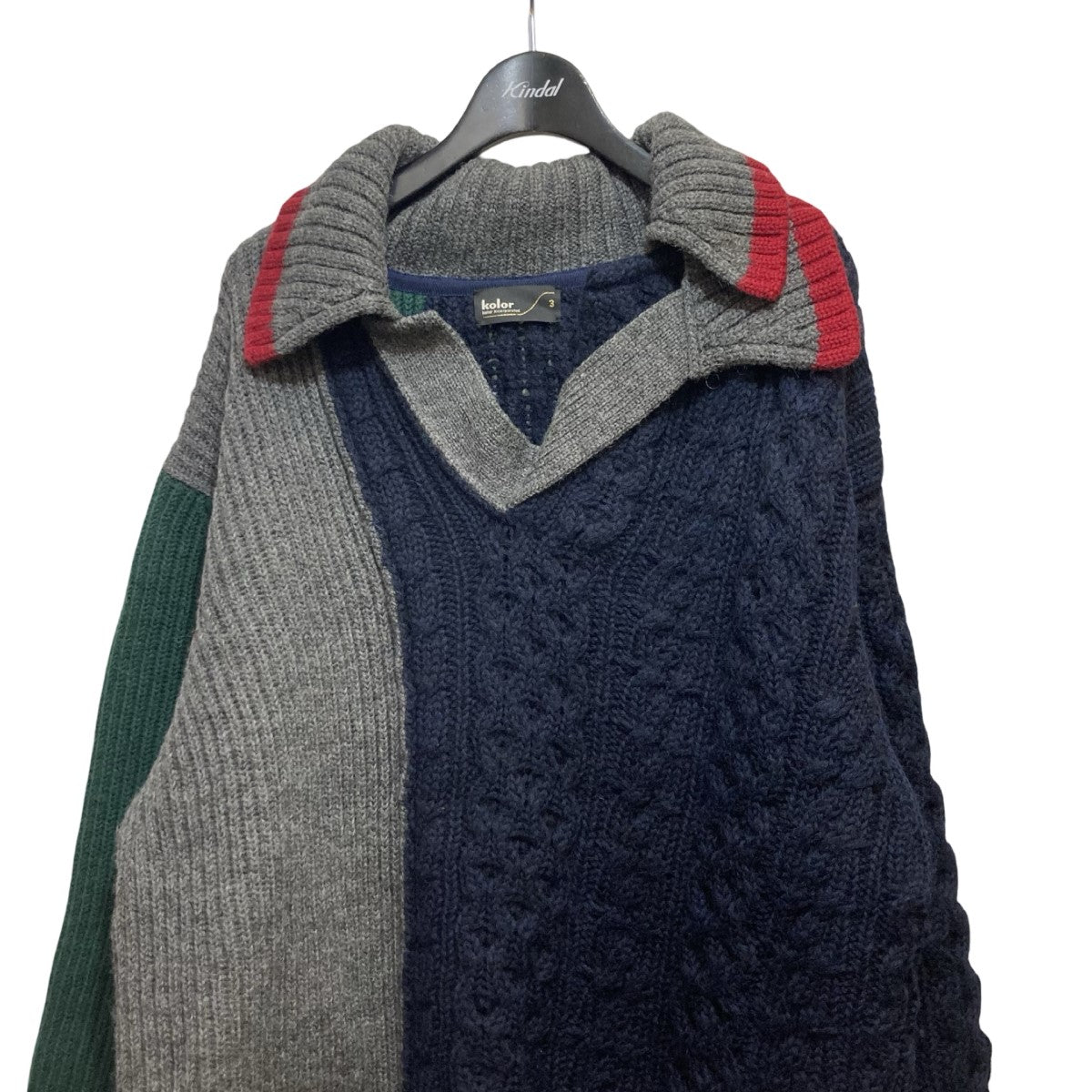 カラーの22AW ドッキングケーブルニット 22WCM-N09305です。 KOLOR トップス 古着・中古アイテム